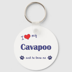 Porte-clés J'aime mon Cavapoo (le chien masculin)