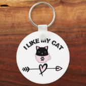 Porte-clés j'aime mon chat, cadeau amoureux des chats (Recto)