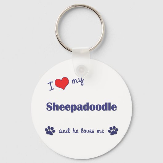 Porte-clés J'Aime Mon Cheepadoodle (Chien Homme) (Recto)