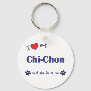 Porte-clés J'Aime Mon Chi-Chon (Chien Féminin)
