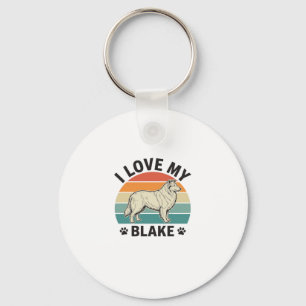 Porte-clés J'aime mon chien Blake rétro gravure Design_1
