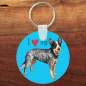 Porte-clés J'aime mon chien de bétail australien (Recto)