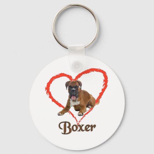 Porte-clés J'Aime Mon Chien De Boxer (Recto)