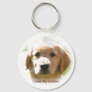 Porte-clés J'aime mon chien de golden retriever