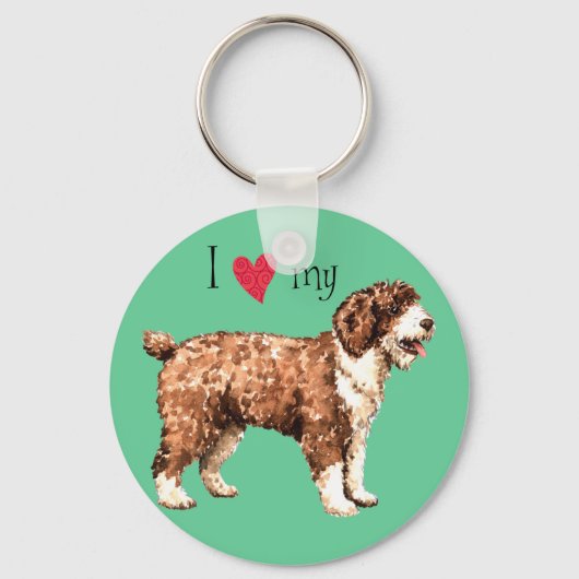 Porte-clés J'aime mon chien d'eau espagnol (Recto)