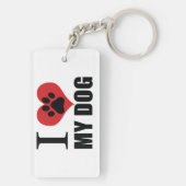 Porte-clés J'aime mon chien jeter l'oreiller (Dos)