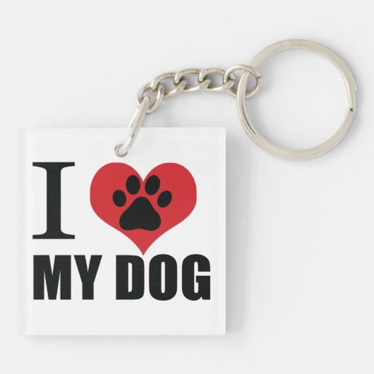 Porte-clés J'aime mon chien jeter l'oreiller (Dos)