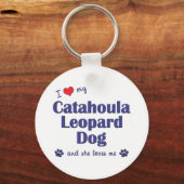 Porte-clés J'Aime Mon Chien Léopard Catahoula (Chien Femme) (Recto)