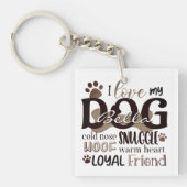 Porte-clés J'AIME MON CHIEN Nom Photo Mots Descriptifs (Devant)