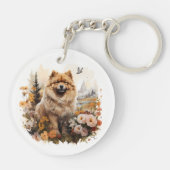 Porte-clés J'Aime Mon Chow Chow Portrait Floral Chien (Dos)