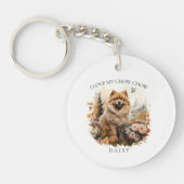 Porte-clés J'Aime Mon Chow Chow Portrait Floral Chien (Devant)