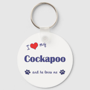 Porte-clés J'aime mon Cockapoo (le chien masculin)