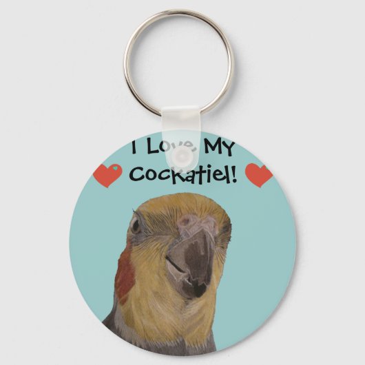 Porte-clés J'Aime Mon Cockatiel ! Oiseau (Recto)