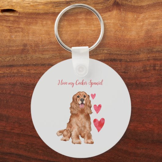 Porte-clés J'aime mon Cocker Spaniel Chien Personnalisé (Verso)