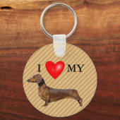 Porte-clés J'Aime Mon Coeur Rouge Dachshund (Recto)