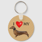 Porte-clés J'Aime Mon Coeur Rouge Dachshund (Verso)