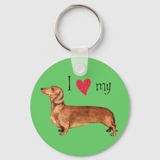 Porte-clés J'aime mon Dachshund (Recto)