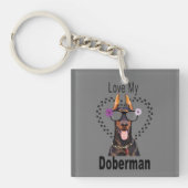 Porte-clés J'aime mon doberman (Devant)