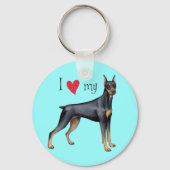 Porte-clés J'aime mon Doberman (Recto)