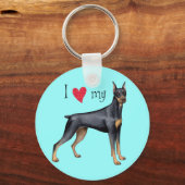 Porte-clés J'aime mon Doberman (Recto)
