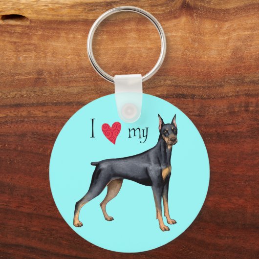 Porte-clés J'aime mon Doberman (Recto)