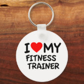 Porte-clés J'aime mon entraîneur de fitness (Recto)