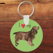 Porte-clés J'aime mon Field Spaniel (Recto)