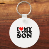 Porte-clés J'aime mon fils autiste Je coeur mon fils autiste (Recto)