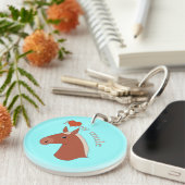 Porte-clés J'aime mon Flaxen rouge de mule (Devant droit)