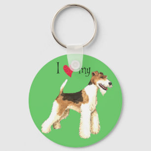 Porte-clés J'aime mon Fox Terrier de fil