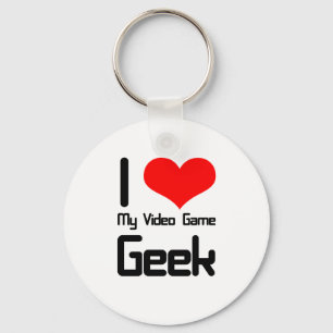 Porte-clés J'aime mon geek de jeu vidéo