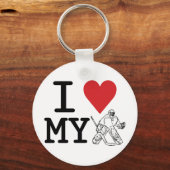 Porte-clés J'Aime Mon Goalie De Hockey (Recto)