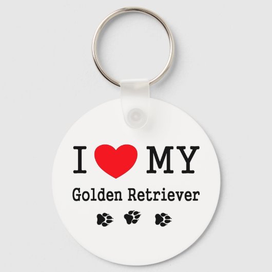 Porte-clés J'Aime Mon Golden Retriever (Recto)