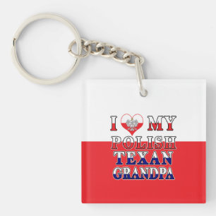 Porte-clés J'Aime Mon Grand-Père Texan Polonais