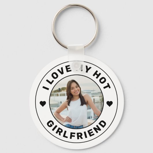 Porte-clés J'Aime Mon Hot Girlfriend Image personnalisée (Recto)