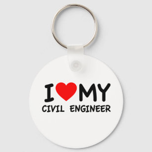 Porte-clés J'aime mon ingénieur civil