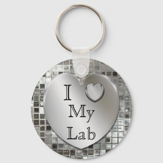 Porte-clés J'aime mon Lab Heart Keychain