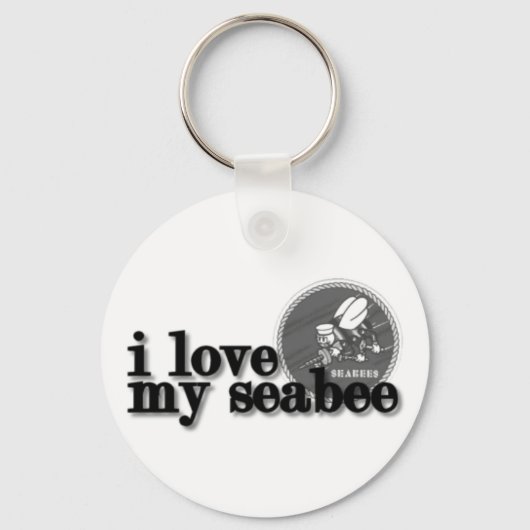 Porte-clés J'aime mon logo Seabee avec Seabee (Recto)