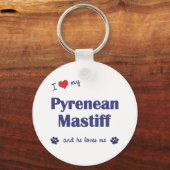 Porte-clés J'Aime Mon Mastiff Pyrénéen (Chien Homme) (Recto)