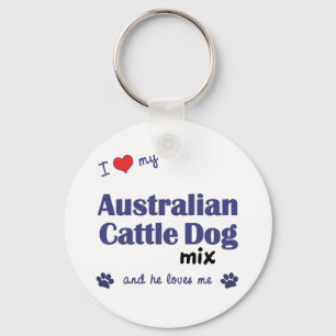 Porte-clés J'Aime Mon Mélange De Chien De Vache Australien (C