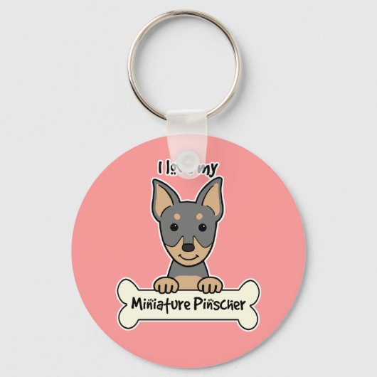 Porte-clés J'Aime Mon Miniature Pinscher (Recto)