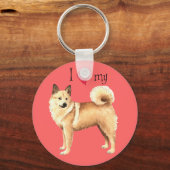 Porte-clés J'aime mon norvégien Buhund (Recto)