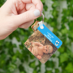 Porte-clés J'aime mon oncle nom photos bleu coeur amour