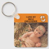 Porte-clés J'aime mon oncle nom photos orange coeur amour (Recto)