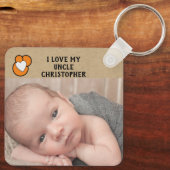 Porte-clés J'aime mon oncle nom photos orange double face (Verso)