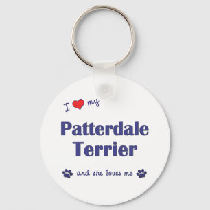 Porte-clés J'aime mon Patterdale Terrier (le chien femelle)