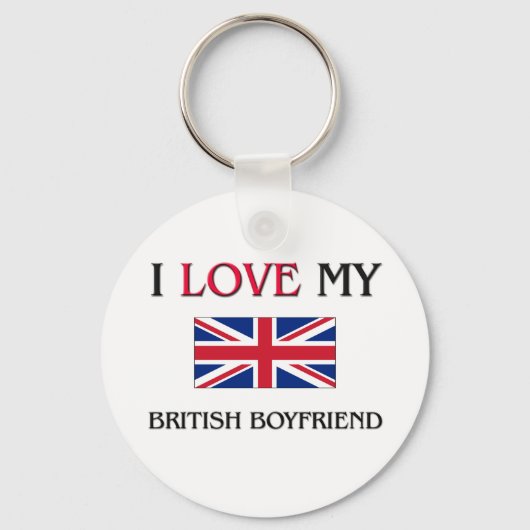 Porte-clés J'aime mon petit ami britannique (Recto)