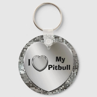 Porte-clés J'Aime Mon Pitbull Heart Keychain