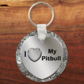 Porte-clés J'Aime Mon Pitbull Heart Keychain (Recto)