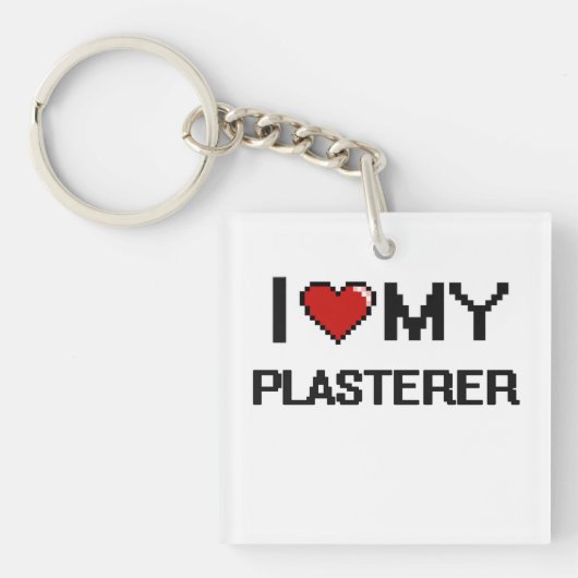 Porte-clés J'aime mon plâtrier (Devant)